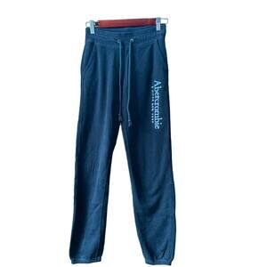 Abercrombie & Fitch Women's Spell Out Logo Joggers Black Comfy Sweatpants SZ XS